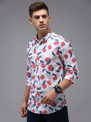men's long sleeves abstract white shirt 3