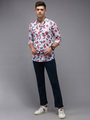 men's long sleeves abstract white shirt 5