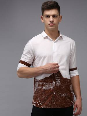 men's long sleeves solid white shirt 1