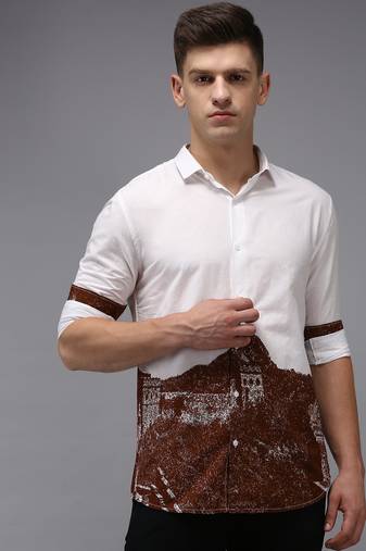 men's long sleeves solid white shirt