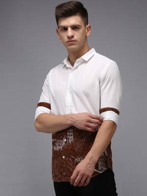 men's long sleeves solid white shirt 2