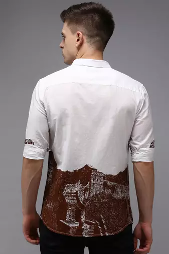 men's long sleeves solid white shirt