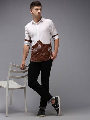 men's long sleeves solid white shirt 4