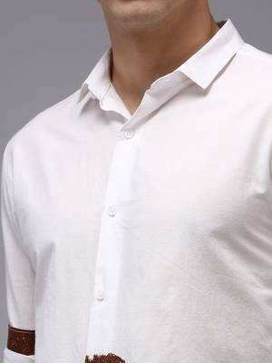 men's long sleeves solid white shirt 5