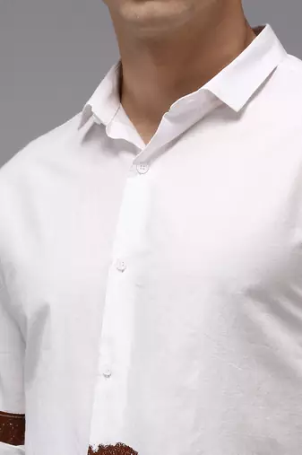 men's long sleeves solid white shirt