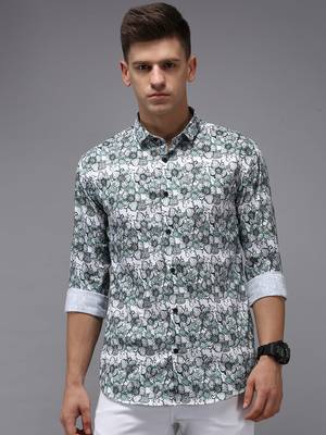 men's long sleeves floral white shirt 2