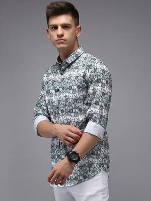 men's long sleeves floral white shirt 3