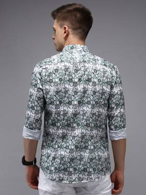 men's long sleeves floral white shirt 4