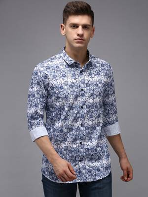 men's long sleeves floral white shirt 2