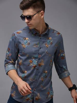 men's long sleeves floral blue shirt 1