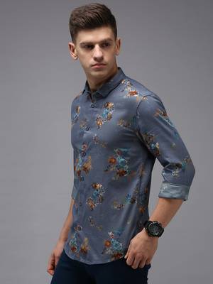 men's long sleeves floral blue shirt 3