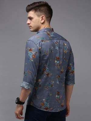 men's long sleeves floral blue shirt 4