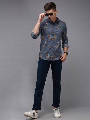 men's long sleeves floral blue shirt 5