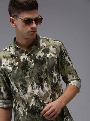 men's long sleeves camouflage green shirt 1