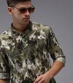 men's long sleeves camouflage green shirt