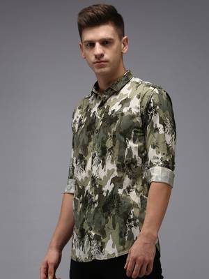 men's long sleeves camouflage green shirt 3
