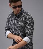 men's long sleeves abstract black shirt