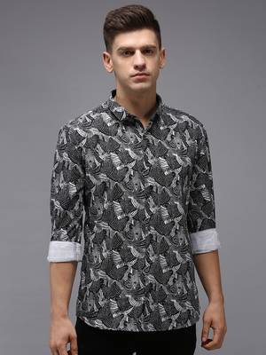 men's long sleeves abstract black shirt 2