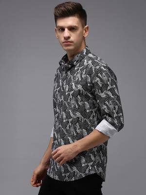 men's long sleeves abstract black shirt 3