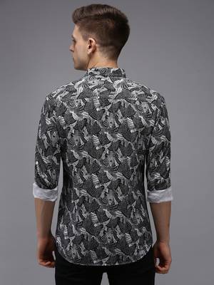 men's long sleeves abstract black shirt 4