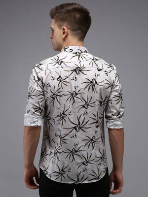 men's long sleeves floral grey shirt 4