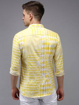 men's long sleeves abstract yellow shirt 4