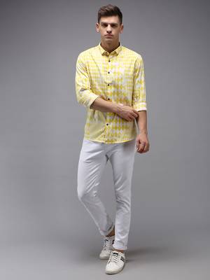 men's long sleeves abstract yellow shirt 5