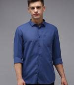 men's long sleeves solid navy blue shirt