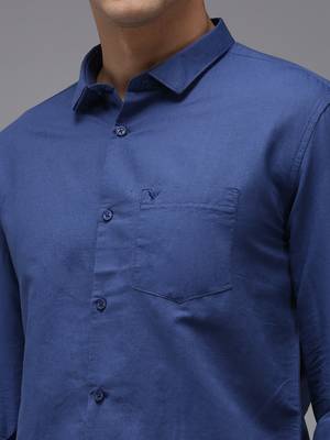 men's long sleeves solid navy blue shirt 5