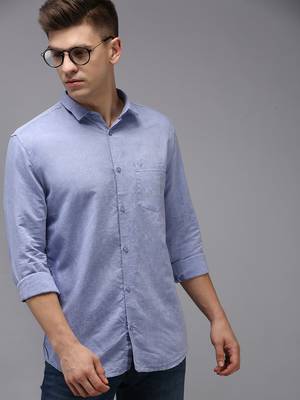 men's long sleeves solid blue shirt 1