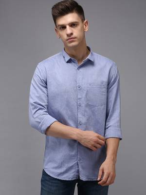 men's long sleeves solid blue shirt 2