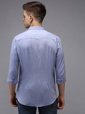 men's long sleeves solid blue shirt 4