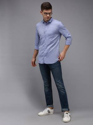 men's long sleeves solid blue shirt 5