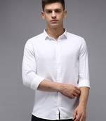men's long sleeves solid white shirt