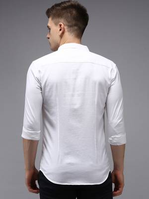 men's long sleeves solid white shirt 3