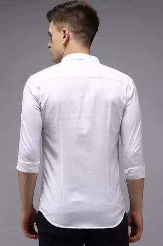 men's long sleeves solid white shirt