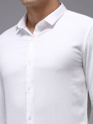 men's long sleeves solid white shirt 5