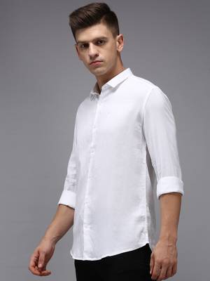 Showoff men's long sleeves solid white shirt 3
