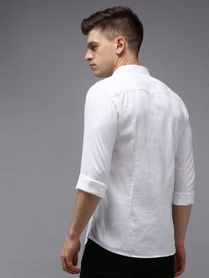 Showoff men's long sleeves solid white shirt 4