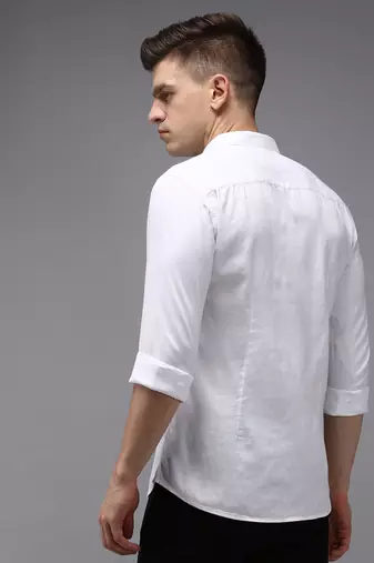 Showoff men's long sleeves solid white shirt