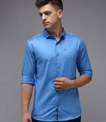 men's long sleeves solid blue shirt