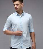 men's long sleeves solid blue shirt