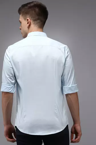 men's long sleeves solid blue shirt