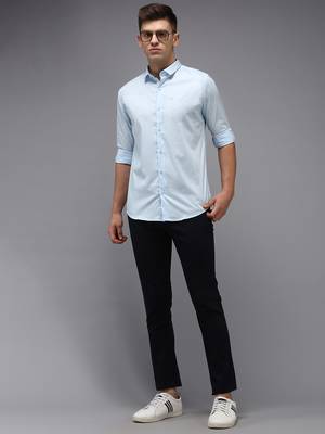 men's long sleeves solid blue shirt 4