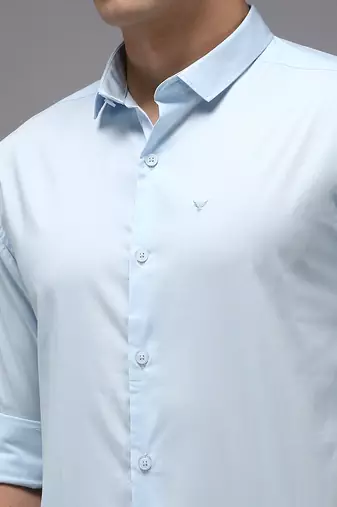men's long sleeves solid blue shirt