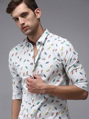 men's long sleeves conversational blue shirt 1