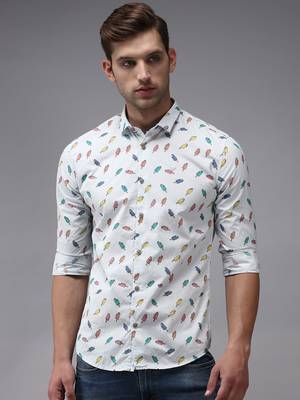 men's long sleeves conversational blue shirt 2