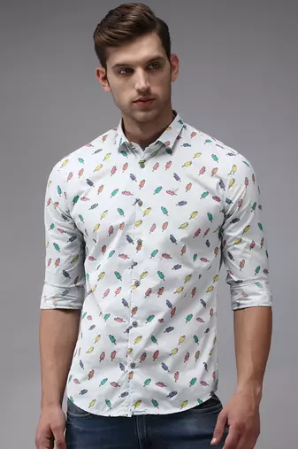men's long sleeves conversational blue shirt
