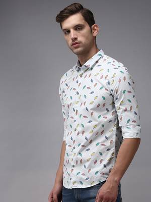 men's long sleeves conversational blue shirt 3