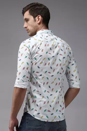 men's long sleeves conversational blue shirt